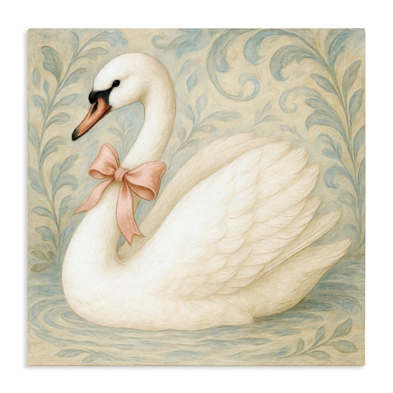 Stupell Industries Vintage Leaves Swan Canvas, design by Grotto Studios